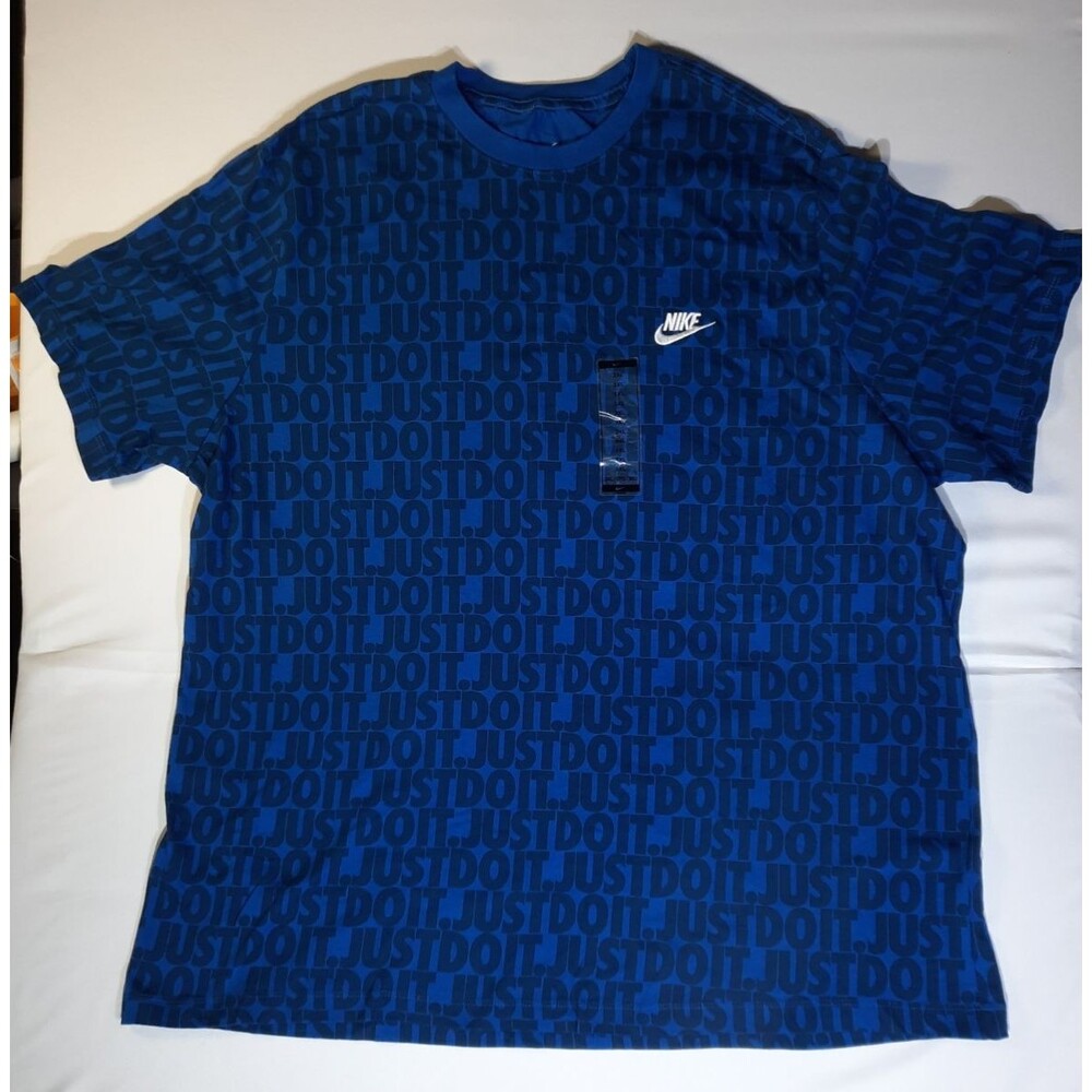 3XL The Nike Tee Premium T-Shirt 'JUST DO IT' All Over - Blue / Black